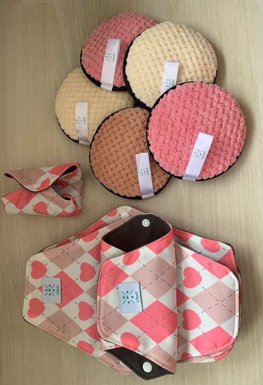 Pack Liberté Féminine – 10 Serviettes Hygiéniques Lavables + 5 Cotons Réutilisables