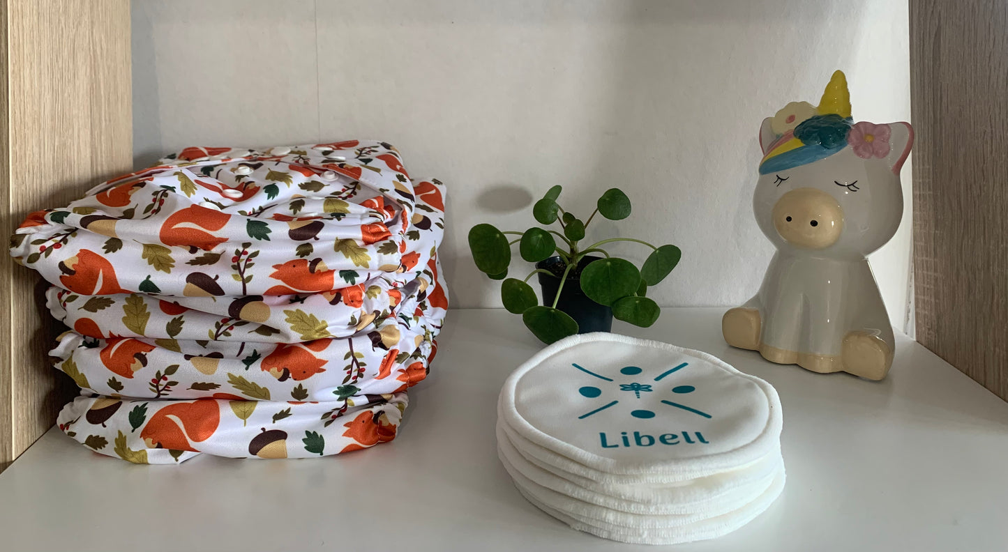 Pack Essentiel Maternité - 6 Couches lavables + 8 coussinets d'allaitement lavables